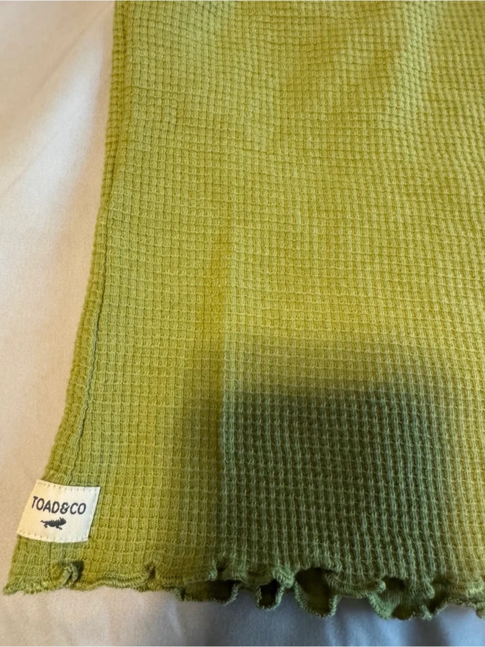 NWOT Toad & Co Green Waffle Knit Spaghetti Strap Tank Top - Picture 3 of 5